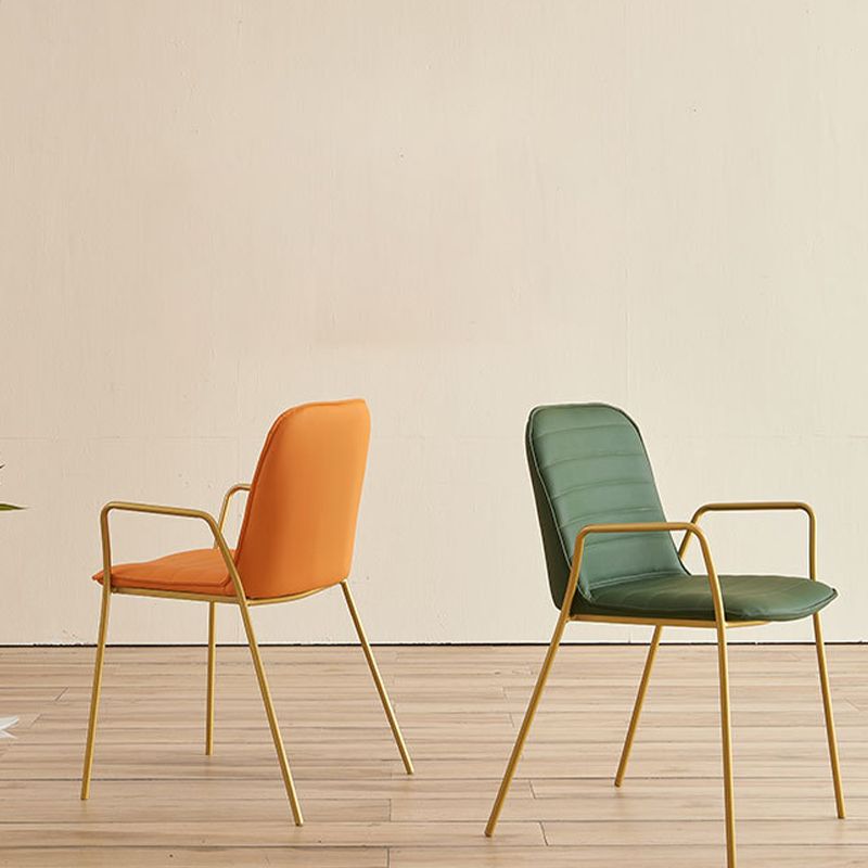 Glam Style Faux Leather Chair Arm Side Chairs with Metal Legs for Home Use Clearhalo 'Dining Chairs' 'Dining Tables & Seating' 'dining_chair' 'furn' 'furn_dining_chair' 'Furniture' 'Kitchen & Dining Furniture' 1200x1200_31951406-6a77-4288-bb8c-9075ca5f554b