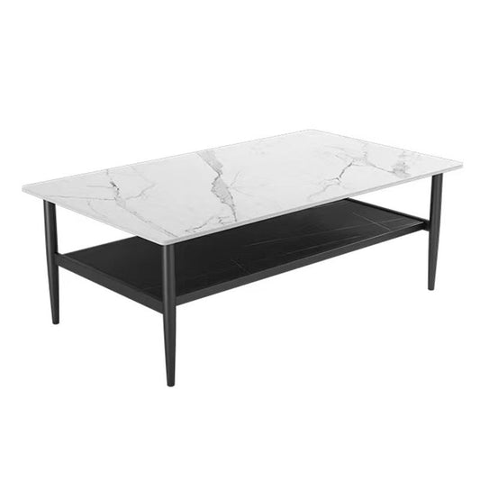 17,7 "H tavolino in ardesia rettangolare ferro 4 gambe tavolo da cocktail con scaffale