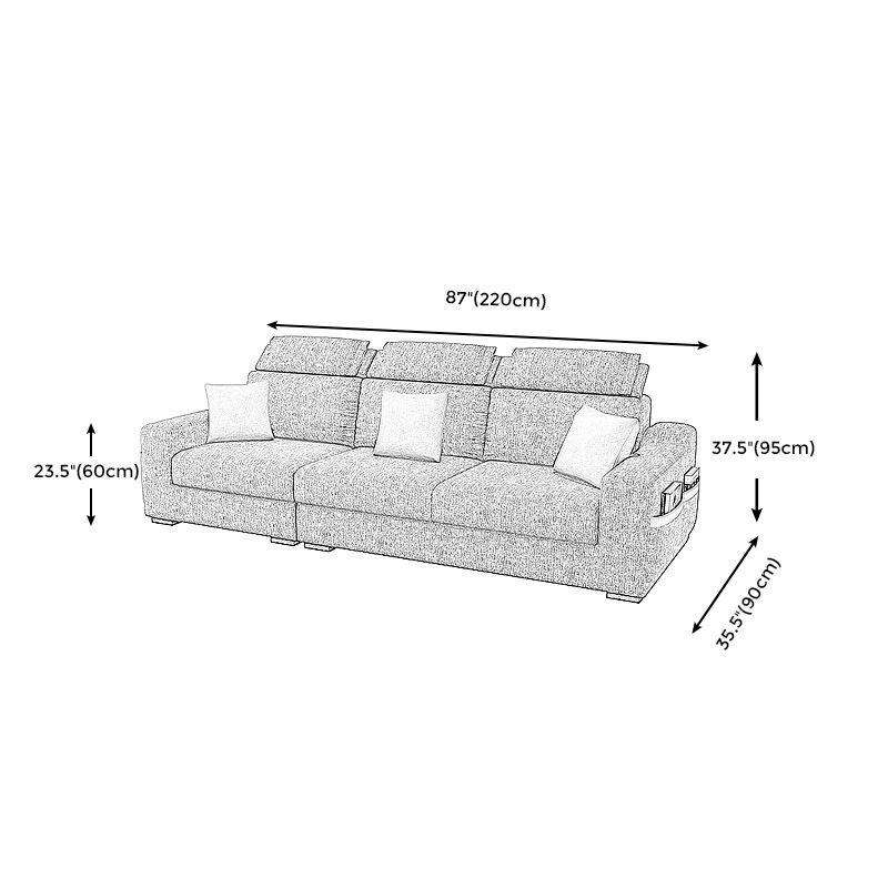 Grey Contemporary Sloped Arm Sofa with Bolster Pillows for Living Room Clearhalo 'furn' 'furn_sectionals' 'Furniture' 'furniture_sectionals' 'kitchen' 'kitchen_sectionals' 'Living Room Furniture' 'Sectionals' 1200x1200_319633f7-6fca-42a4-80c2-27f09551b5dd