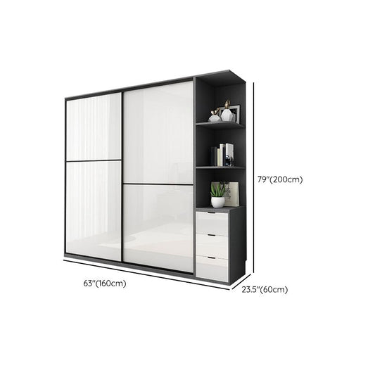 Modern Bedroom Wardrobe Wooden Storage Cabinet with Sliding Doors
