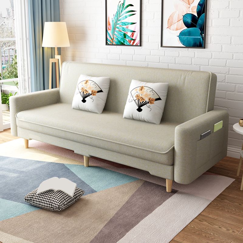 Sala de estar contemporánea Sofá de lino de 3 plazas con brazo cuadrado