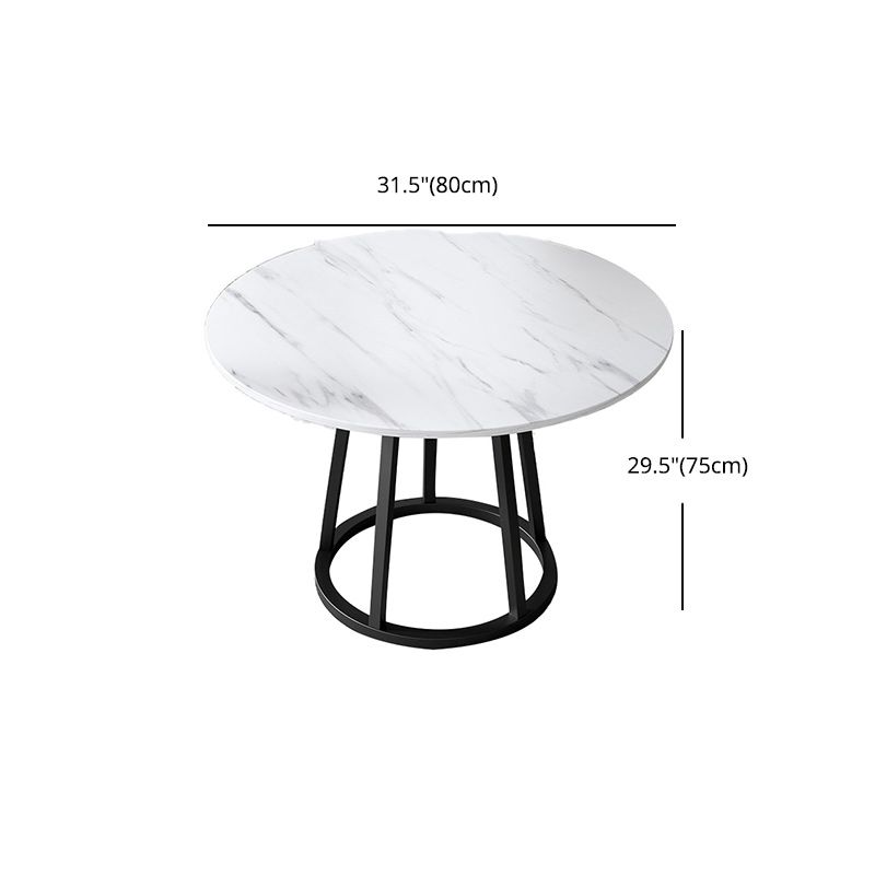 Mesa de comedor de base de hierro negro redondo Mesa de pedestal de piedra moderna