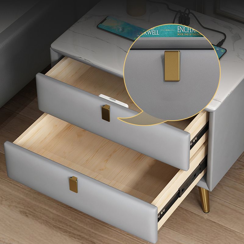 Contemporary Bed Nightstand Leather Bedside Cabinet with 2 Drawers Clearhalo 'Bedroom Furniture' 'furn' 'furn_night_stand' 'Furniture' 'night_stand' 'Nightstands' 1200x1200_31a1034a-7947-4491-aeba-09a84a2e787e