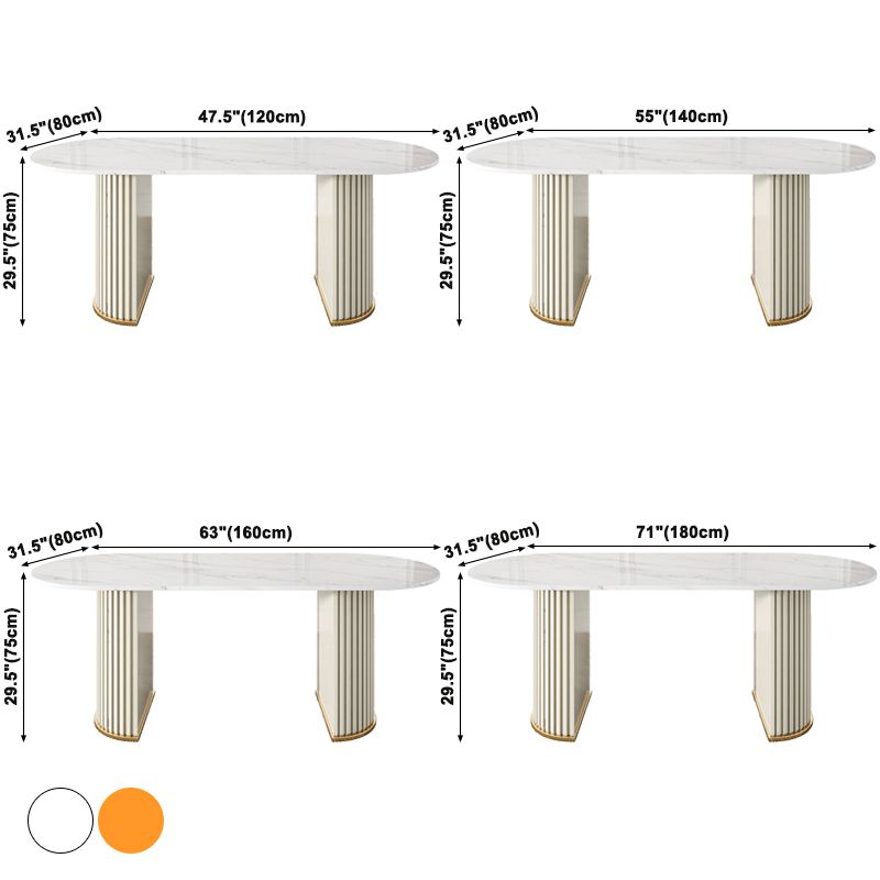 Oval Sintered Stone Top Dining Table Modern Table in White with Double Pedestal Clearhalo ' dining_table' 'Dining Tables & Seating' 'Dining Tables' 'furn' 'furn_dining_table' 'Furniture' 'furniture_dining_table' 'Kitchen & Dining Furniture' 'kitchen&dining_furn' 'kitchen' 'kitchen_dining_table' 1200x1200_31a17604-9898-42db-8475-b0a1b85e0704
