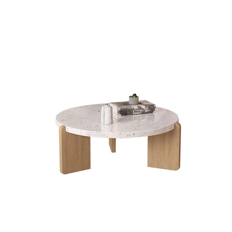 14-inch moderne salontafel met 3 poten, ronde witte koffiecocktailtafel