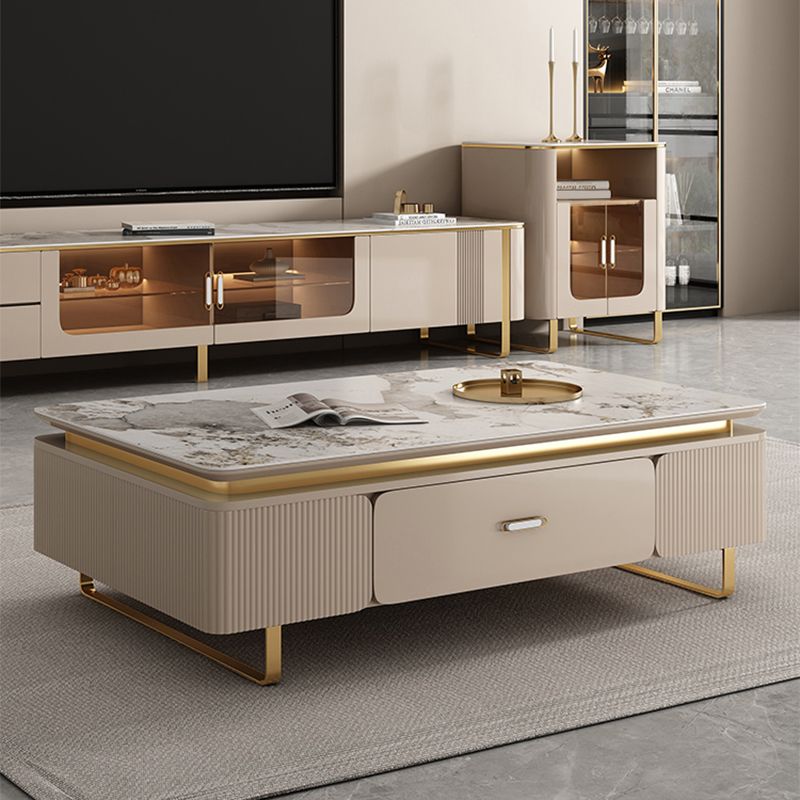 27" Wide Glam Cocktail Table Rectangle Coffee Table with Drawer Clearhalo 'Coffee & Accent Tables' 'Coffee Tables' 'coffee_tables' 'furn' 'furn_coffee_tables' 'Furniture' 'Living Room Furniture' 1200x1200_31a3be96-f729-4b41-b39b-2b6952b50202
