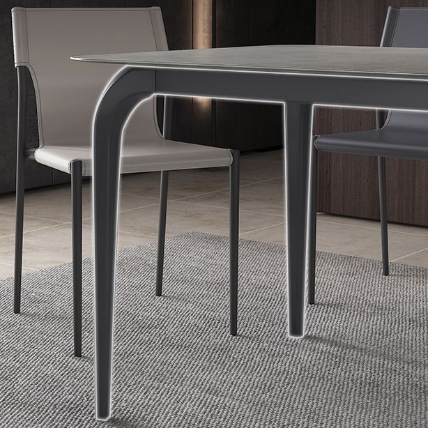 Rectangle Industrial Dining Table Black Sintered Stone Fixed Table Clearhalo 'Dining Tables & Seating' 'Dining Tables' 'dining_table' 'furn' 'furn_dining_table' 'Furniture' 'Kitchen & Dining Furniture' 1200x1200_31a3c73b-383a-4a45-aae4-088b9d874c1c