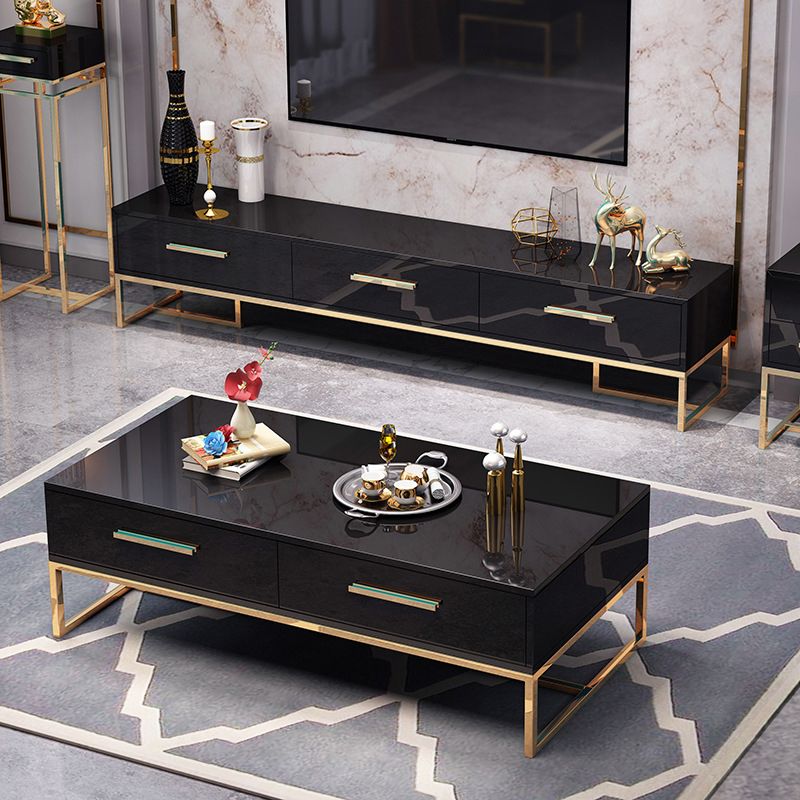 Glam TV Media Stand Glass Enclosed Storage TV Stand Console with Drawers Clearhalo 'furn' 'furn_tv_stands_entertainment_centers' 'Furniture' 'Living Room Furniture' 'TV Stands & Entertainment Centers' 'TV Stands & Media Storage Furniture' 'tv_stands_entertainment_centers' 1200x1200_31a48fe7-fd6f-49c5-adb0-19f1b8cf5f22