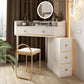 White Makeup Table Stool Set with Drawers for Bedroom 33.5" High