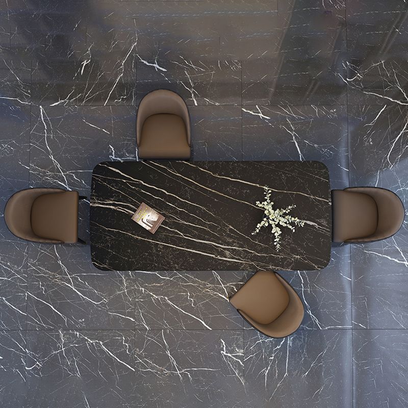 Juego de mesa de comedor interior Glam, juego de comedor con caballete rectangular de 1/4/5/7 piezas en negro