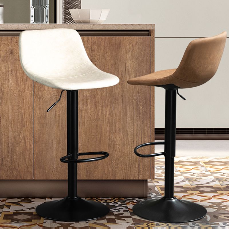 Contemporary Metal Barstool Faux Leather Footrest Stool Adjustable in Matte Finish Clearhalo 'Bar Furniture' 'Bar Stools' 'bar_stools' 'furn' 'furn_bar_stools' 'Furniture' 'Kitchen & Dining Furniture' 1200x1200_31a9a543-799f-4129-a696-82ee69e146d8