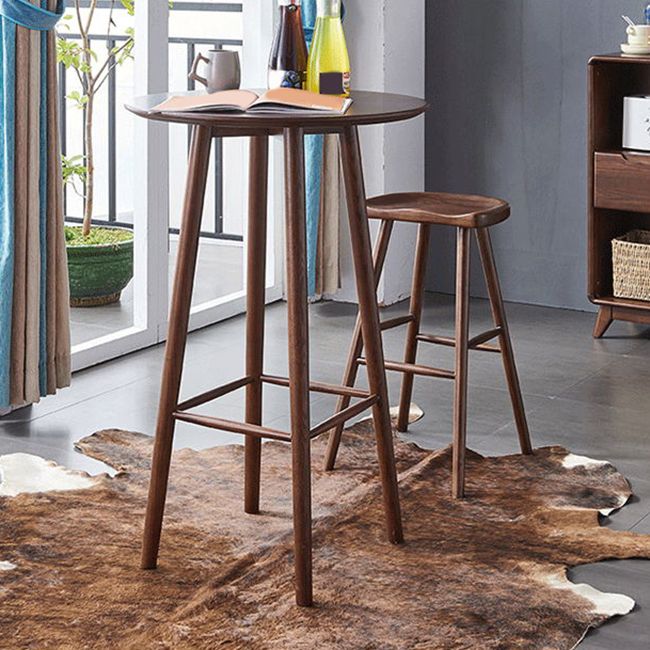 Modern Style Bar Table Set 1/2/3 Pieces Round Solid Wood Bar table with Backless Stools Clearhalo 'Bar Furniture' 'furn' 'furn_home_bar_bar_sets' 'Furniture' 'Home Bars & Bar Sets' 'home_bar_bar_sets' 'Kitchen & Dining Furniture' 1200x1200_31a9f78b-4fa2-44f1-b23c-95ef70b5a4cb