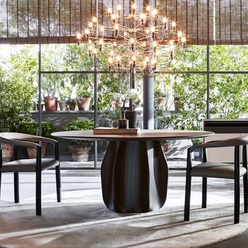 Round Standard Height Dining Table Modern Solid Wood Pedestal Dining Table