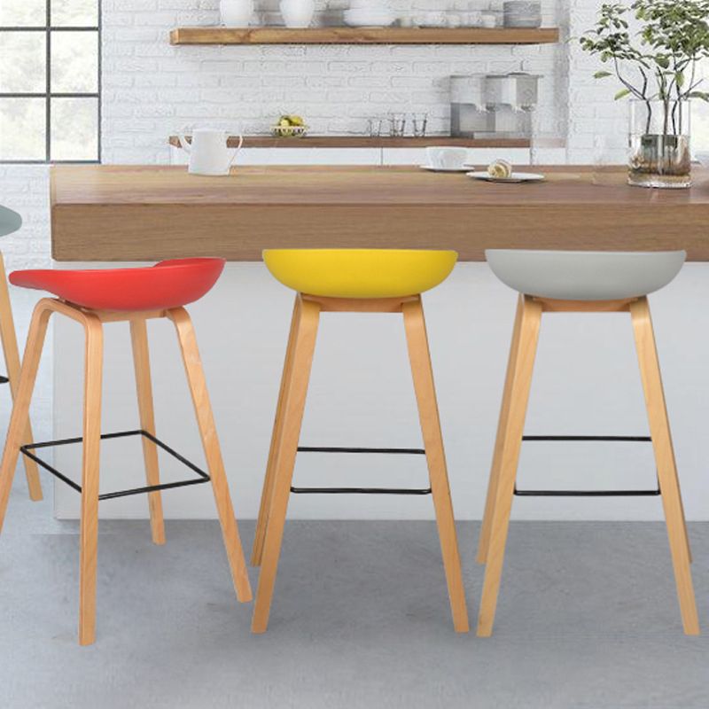 Modern Counter Bucket Bar Stool Armless Plastic Bar Stool with Footrest