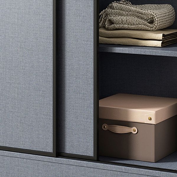 Armario moderno de vestuario gris armario de madera de ingeniería con barra de prenda