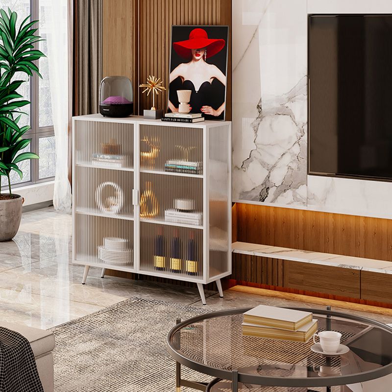 Server da pranzo contemporaneo per soggiorno Sideboard di finitura lucidata con gambe metalliche