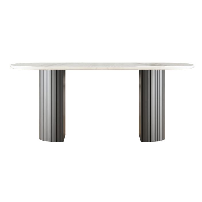 Rubberwood Solid Wood Base Table Contemporary Dining Table in White and Black Clearhalo 'Dining Tables & Seating' 'Dining Tables' 'dining_table' 'furn' 'furn_dining_table' 'Furniture' 'furniture_dining_table' 'Kitchen & Dining Furniture' 'kitchen' 'kitchen_dining_table' 1200x1200_31b76d82-f2e1-44f8-a874-a3d6e195a112