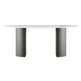 Rubberwood Solid Wood Base Table Contemporary Dining Table in White and Black Clearhalo 'Dining Tables & Seating' 'Dining Tables' 'dining_table' 'furn' 'furn_dining_table' 'Furniture' 'furniture_dining_table' 'Kitchen & Dining Furniture' 'kitchen' 'kitchen_dining_table' 1200x1200_31b76d82-f2e1-44f8-a874-a3d6e195a112