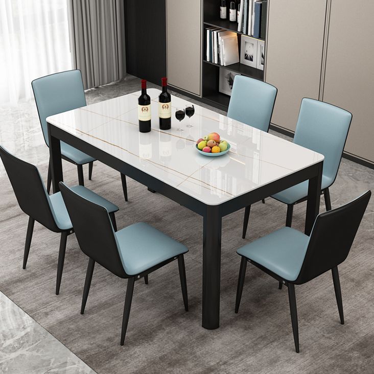 Modern Black in Glass Counter Table Rectangle Dining Table for Kitchen Clearhalo 'Dining Tables & Seating' 'Dining Tables' 'dining_table' 'furn' 'furn_dining_table' 'Furniture' 'Kitchen & Dining Furniture' 1200x1200_31bc5d39-ad03-4467-98e3-c22a2885d82e