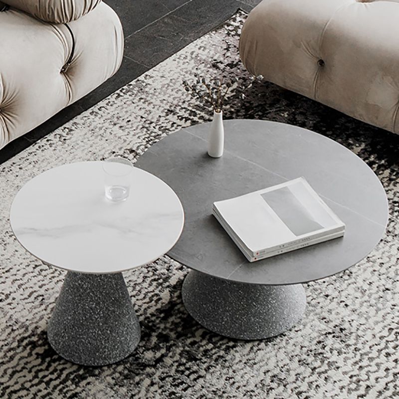 Slate Coffee Table Round Modern Minimalist Coffee Table for Living Room