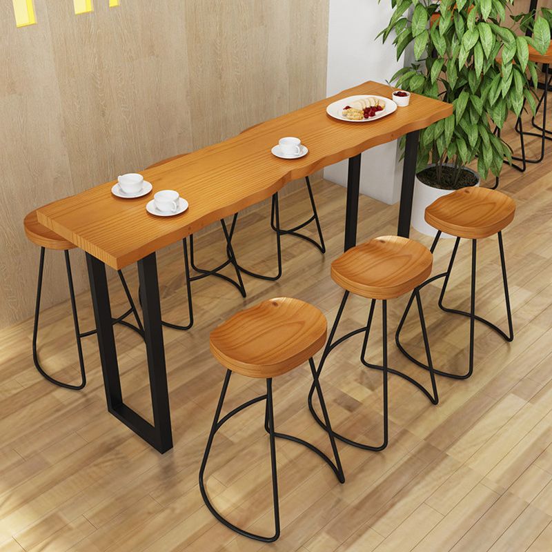 Juego de mesa de Pub rectangular Industrial de 1/5/7 piezas, mesa de mostrador de madera con taburetes sin respaldo