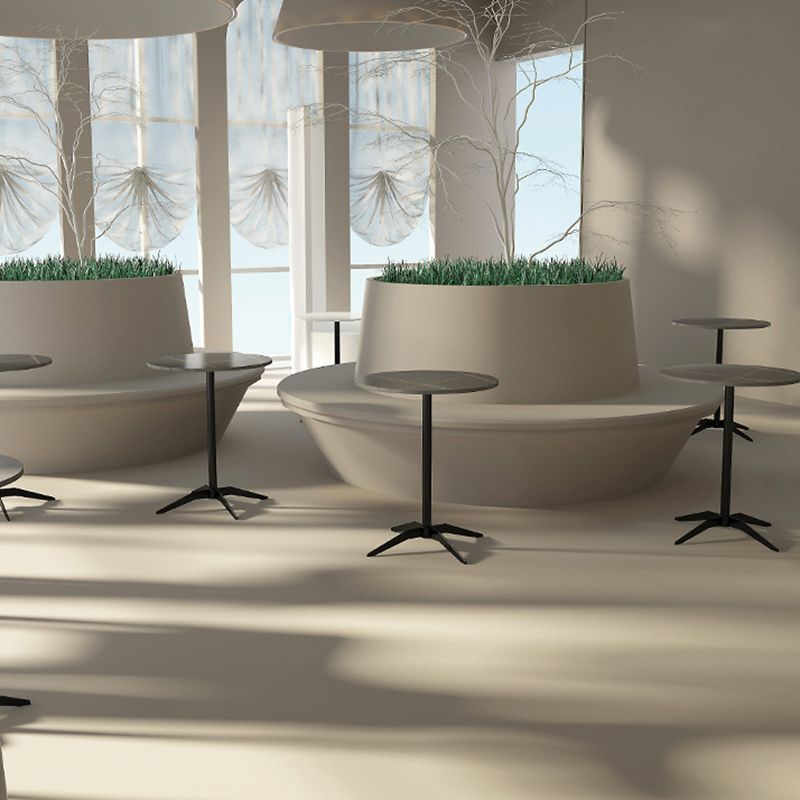 Moderne stenen cocktailtafel met zwarte voetstuk salontafel - 21.7 ''/23.6 ''