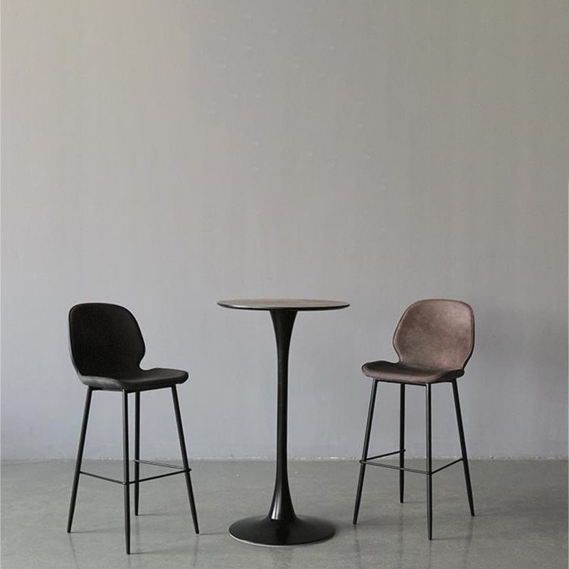 Contemporary Faux Leather Counter Stool Low Back Stool with Black Frame Clearhalo 'Bar Furniture' 'Bar Stools' 'bar_stools' 'furn' 'furn_bar_stools' 'Furniture' 'Kitchen & Dining Furniture' 1200x1200_31bfa29e-9c54-4e66-b229-c1eb3231fe8e