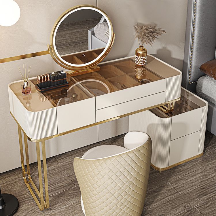 Miroir blanc Glam Blow Miroir en bois massif avec un ensemble de vanité de maquillage du tiroir
