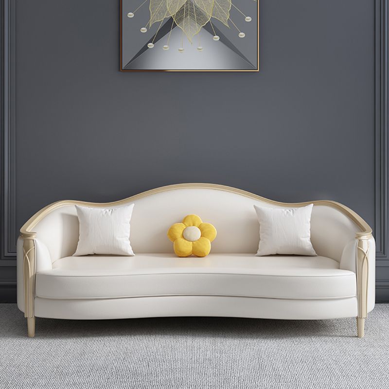 Glamhaftes Holz weiß echtes Ledersofa mit Kissen für Wohnzimmer