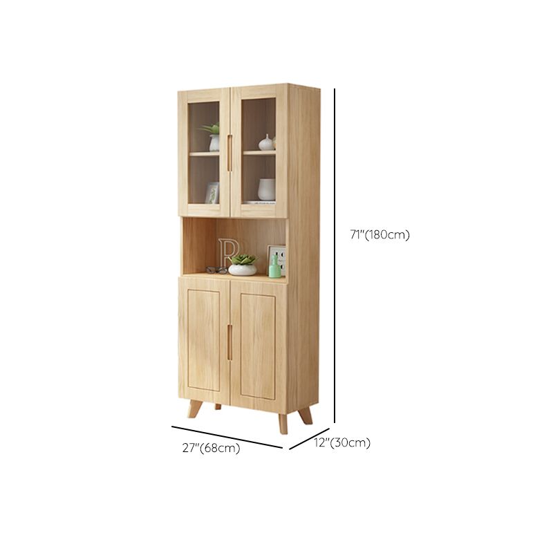 70.9" Tall Modern Natural Cabinet Solid Wood Chest with Glass Door Clearhalo 'Cabinets & Chests' 'cabinets_chests' 'furn' 'furn_cabinets_chests' 'Furniture' 'Living Room Furniture' 1200x1200_31c076ec-a493-4ee5-8b01-1ff78d610771