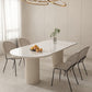 Modern Double Pedestal Dining Table Stone Dinner Table in White