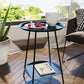 Double Tier Mid-Century Round 4 Legs Metal End Table with Storage