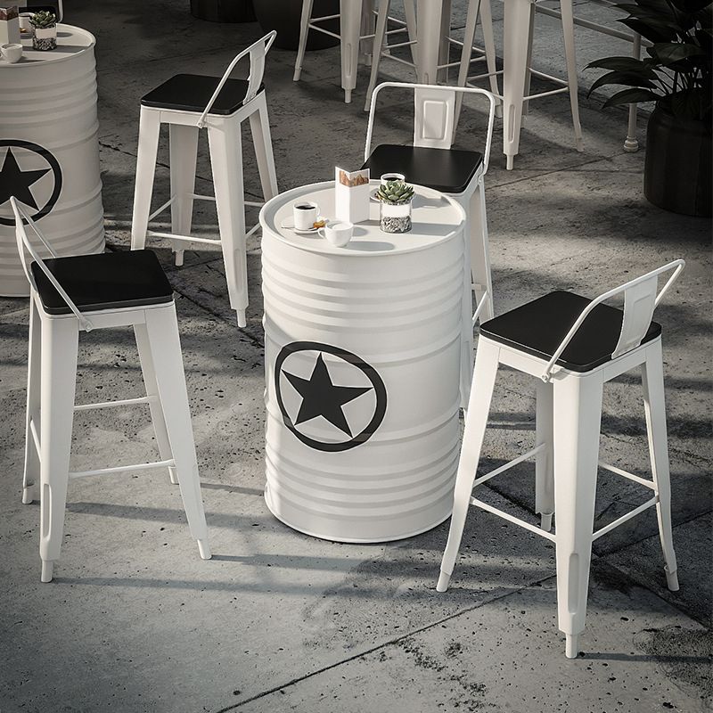 1/3/4 Pieces Industrial Bar Stool and Table Set White Iron Bar Set