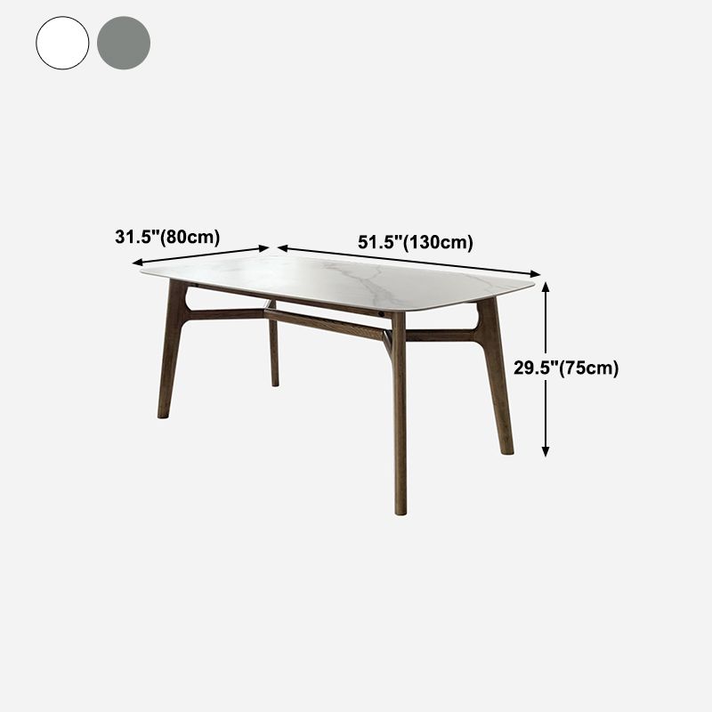 Mid-century Dining Table Rectangle 4-foot Solid Wood Table with Stone Top Clearhalo 'Dining Tables & Seating' 'Dining Tables' 'dining_table' 'furn' 'furn_dining_table' 'Furniture' 'furniture_dining_table' 'Kitchen & Dining Furniture' 'kitchen' 'kitchen_dining_table' 1200x1200_31cd023e-dea9-4a1f-b2c9-d39c49a6d081