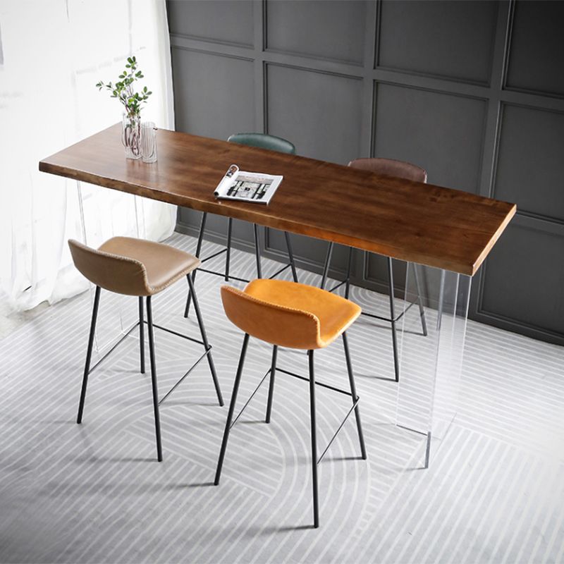 Modern Solid Wood Acrylic Base Bar Table for Kitchen Dining Room Clearhalo 'Bar Furniture' 'Bar Tables' 'bar_tables' 'furn' 'furn_bar_tables' 'Furniture' 'Kitchen & Dining Furniture' 1200x1200_31ce4dff-446d-4866-990a-36375840bba3