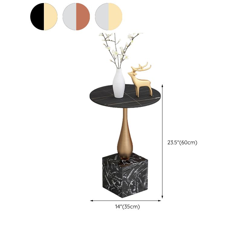 Modern 13.77" Wide End Table Round Stone Top Pedestal Side Table Clearhalo 'Coffee & Accent Tables' 'End & Side Tables' 'end_side_tables' 'furn' 'furn_end_side_tables' 'Furniture' 'Living Room Furniture' 1200x1200_31ced623-e3ac-4c7a-a35c-0c5a8e8958be