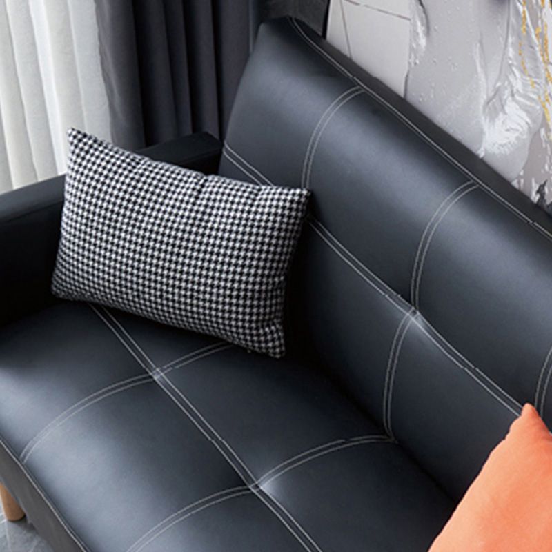 Sofá de cuero y madera Sofá de cuero cojines para apartamento