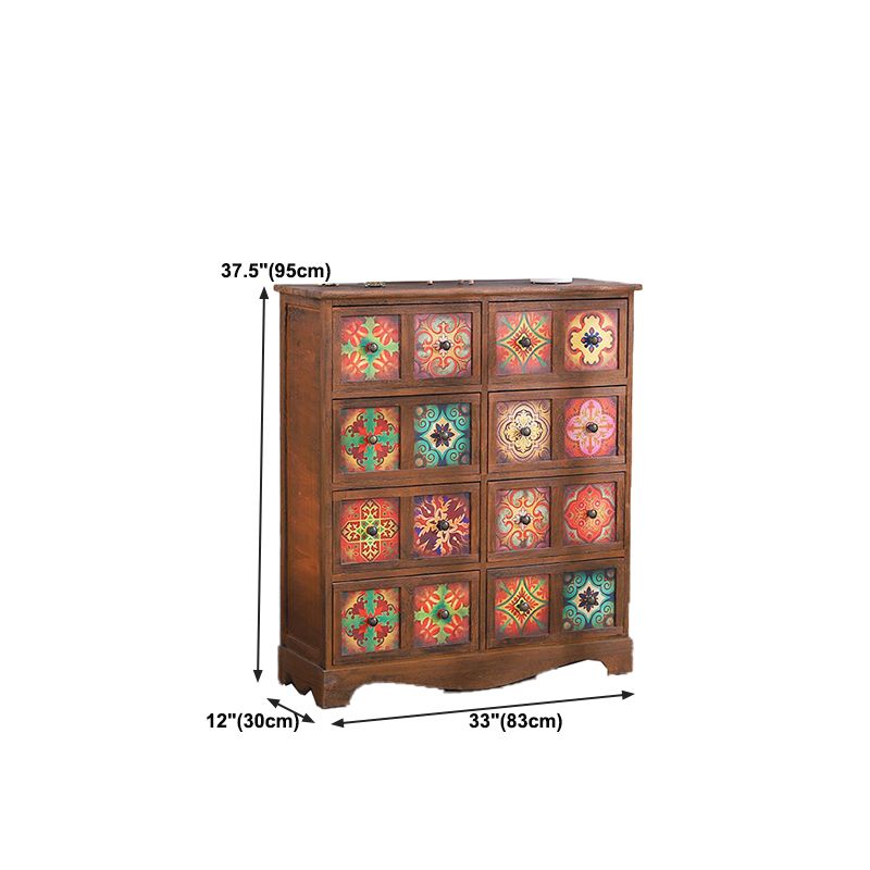 Coffre de rangement traditionnel marron, coffre de lingerie vertical avec tiroirs