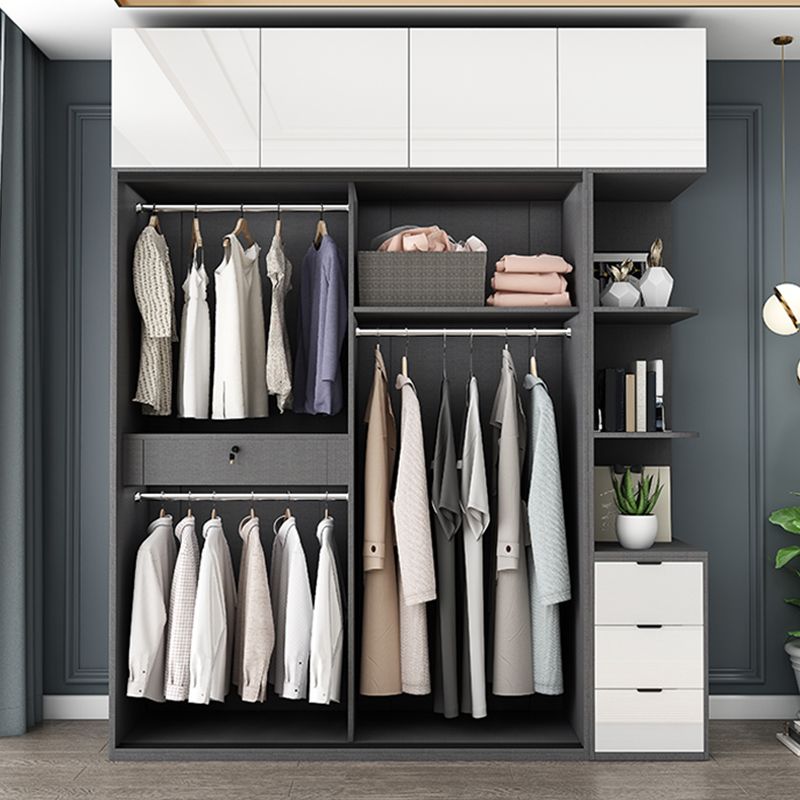 Modern Bedroom Wardrobe Wooden Storage Cabinet with Sliding Doors