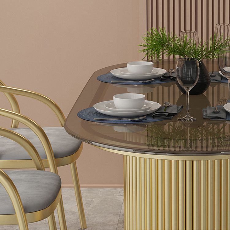Oval Shape Two-Color Dining Table Simplicity Double Pedestal Table for Dining Room Clearhalo ' dining_table' 'Dining Tables & Seating' 'Dining Tables' 'furn' 'furn_dining_table' 'Furniture' 'furniture_dining_table' 'Kitchen & Dining Furniture' 'kitchen&dining_furn' 'kitchen' 'kitchen_dining_table' 1200x1200_31d19ad3-2386-4c5e-a6dd-80b062473ab6