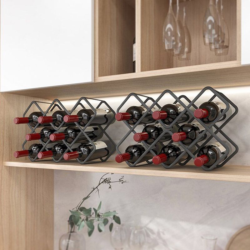 Modern Simple Tabletop Wine Rack Metal Black Wine Bottle Rack voor keuken