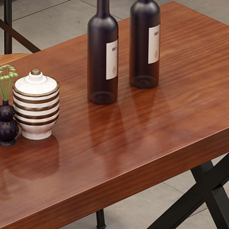 Retro Industrial Style Rectangular Solid Wood Dining Table for Coffee House and Milk Tea