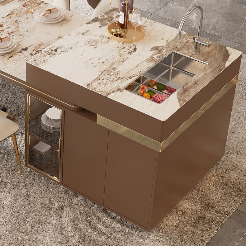 Stone Top Dinette Table with Storage Modern Kitchen Dining Table Clearhalo 'Dining Tables & Seating' 'Dining Tables' 'dining_table' 'furn' 'furn_dining_table' 'Furniture' 'Kitchen & Dining Furniture' 1200x1200_31d40a8c-1167-42f6-b53b-306cae39eb02