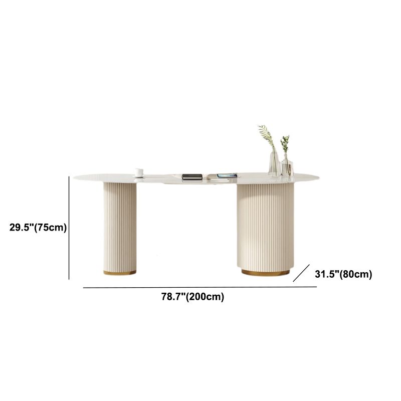 Glam Irregular Shaped Writing Desk Sintered Stone Desk with Three Drawers Clearhalo 'furn' 'furn_office_desk' 'Furniture' 'Office Desks' 'Office Furniture' 'office_desk' 1200x1200_31d4c785-bf15-45c4-bcab-1efad9758963