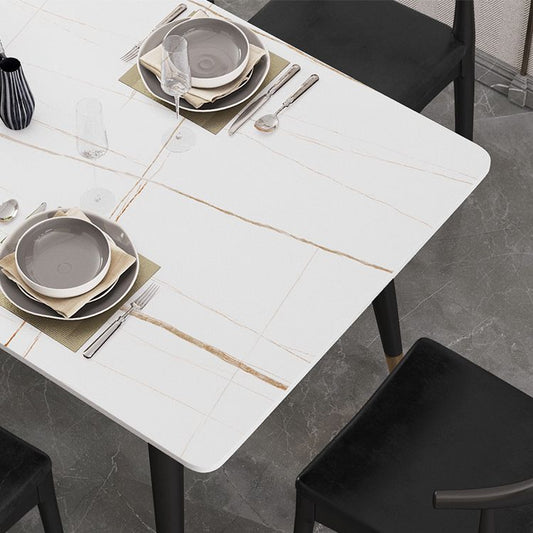 モダンなブラックベースダイニングセット1/4/5/7ピースストーントップ屋内ディネットセット