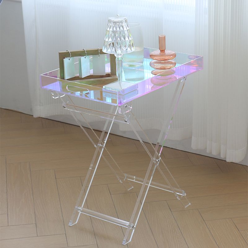Cross Legs Side Table Acrylic Round/Rectangular Sofa Side Accent Table