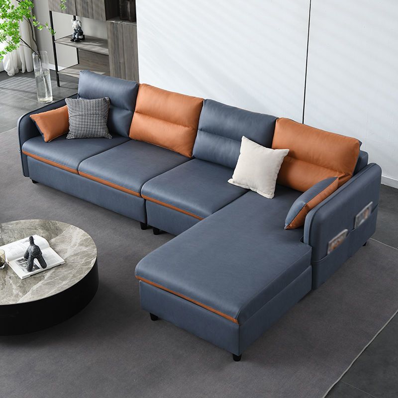 Modern Right Hand Facing Sofa and Chaise 4-seater Sectional with Pillow Back Clearhalo 'furn' 'furn_sectionals' 'Furniture' 'furniture_sectionals' 'kitchen' 'kitchen_sectionals' 'Living Room Furniture' 'Sectionals' 1200x1200_31d7a9d4-5c14-499c-a96d-88fd2c5f1eb8
