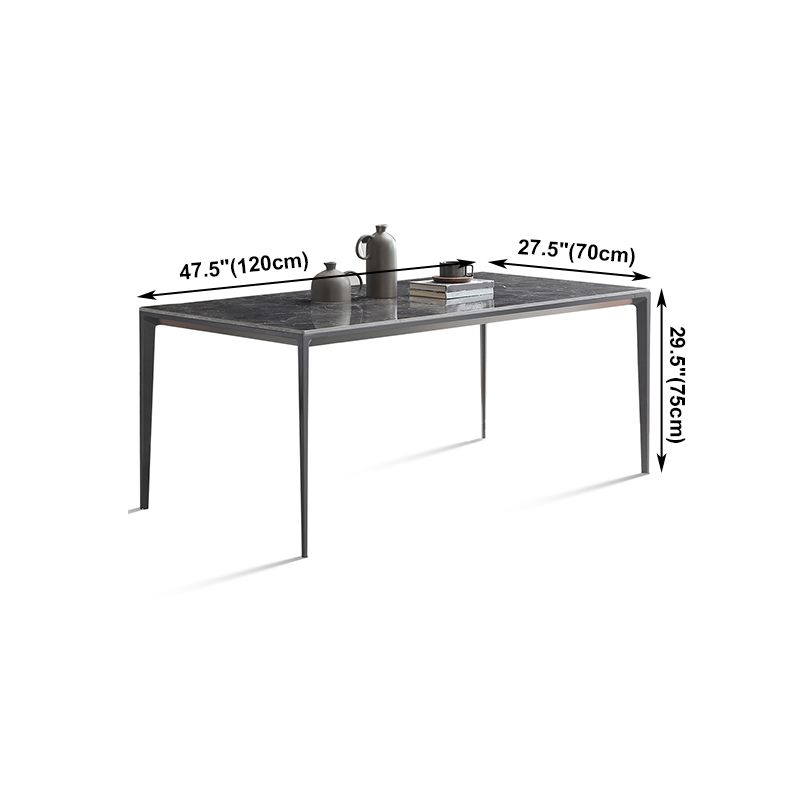 Simple Style Sintered Stone Table 4 Legs Aluminum Base Rectangle Table for Home Clearhalo ' dining_table' 'Dining Tables & Seating' 'Dining Tables' 'Furniture' 'furniture_dining_table' 'Kitchen & Dining Furniture' 'kitchen&dining_furn' 'kitchen' 'kitchen_dining_table' 1200x1200_31d8ec02-4c57-480f-8906-464388214502