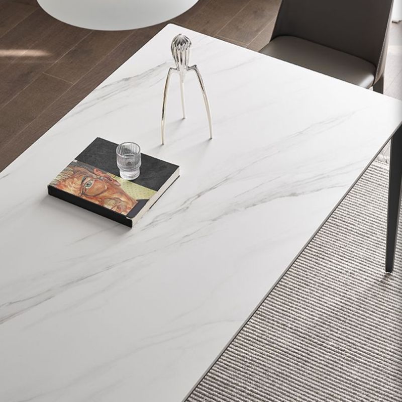 Contemporary Sintered Stone Dining Table Rectangle Table with Metal Legs for Home Use Clearhalo 'Dining Tables & Seating' 'Dining Tables' 'dining_table' 'furn' 'furn_dining_table' 'Furniture' 'Kitchen & Dining Furniture' 1200x1200_31d900f9-966f-4321-870d-62f47924958d