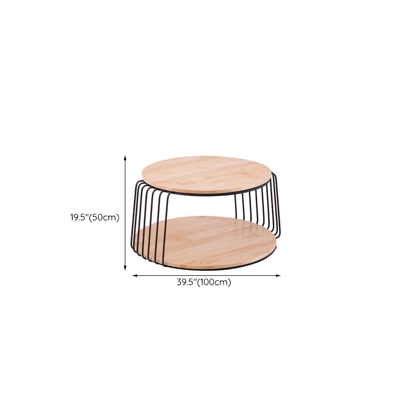 Nordic Solid Wood Round Coffee Cocktail Table with Floor Shelf Clearhalo 'Coffee & Accent Tables' 'Coffee Tables' 'coffee_tables' 'furn' 'furn_coffee_tables' 'Furniture' 'Living Room Furniture' 1200x1200_31dc3fa6-5541-4a5f-bc95-8c60ac2a4db4